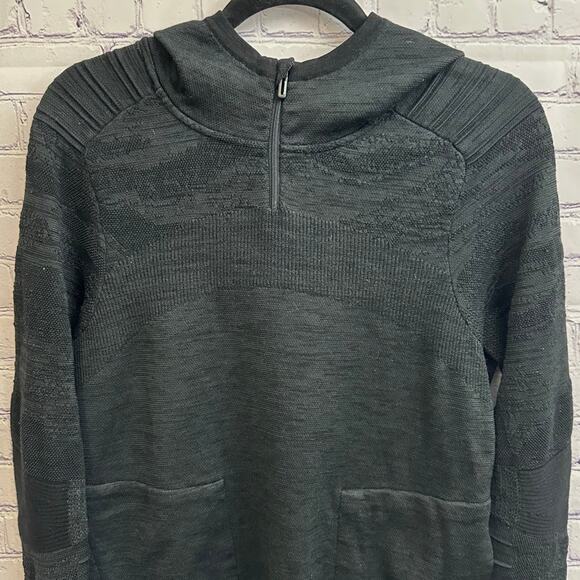 Smartwool Intraknit Merino Sport Pullover Hoodie Black Thumb Holes Size Large - Picture 2 of 12